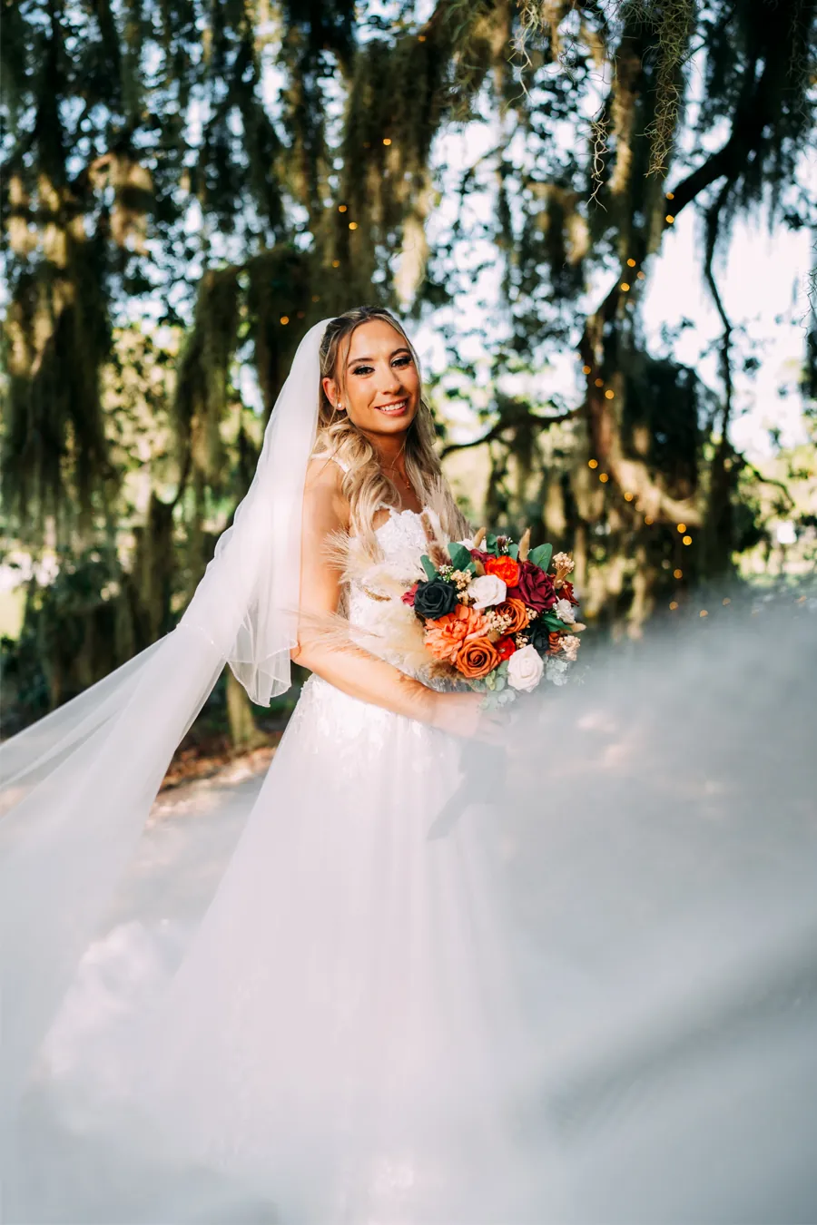 A bride with her veil